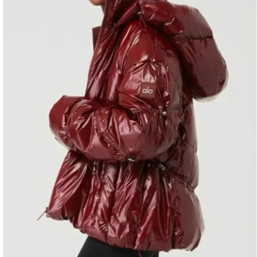 ALO Yoga Glossy Maroon Puffer Jacket